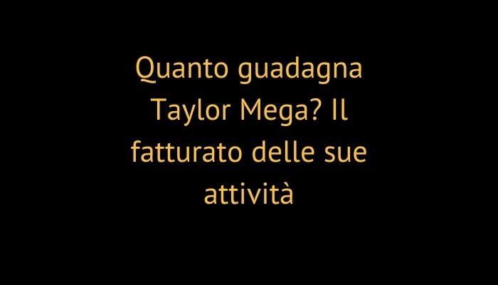 Quanto guadagna Taylor Mega? Il fatturato delle sue attività