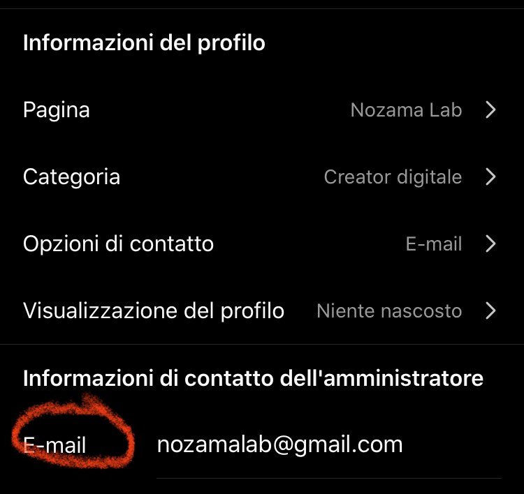 cambiare email pagina instagram